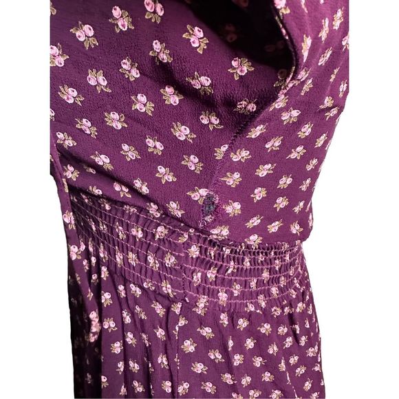 Moonglow Vintage Purple Elastic Waist Floral 3/4 Sleeve Dress Women's Est XS-SM - Picture 6 of 7